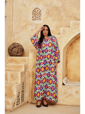 Long Floral kaftan with Bright Colors