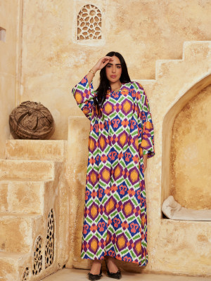 Long Floral kaftan with Bright Colors