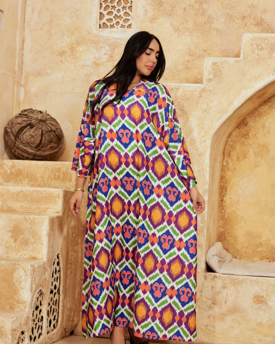 Long Floral kaftan with Bright Colors Long Floral kaftan with Bright Colors