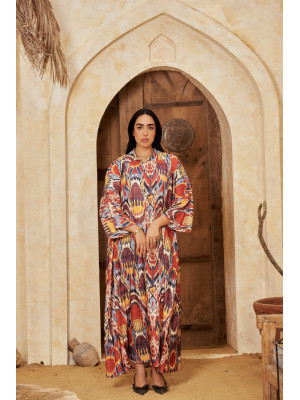 Long Floral kaftan with Bright Colors