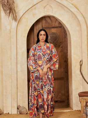 Long Floral kaftan with Bright Colors