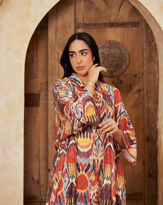Long Floral kaftan with Bright Colors