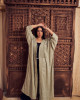 Luxurious Open Linen Cardigan with Elegant Embroidery