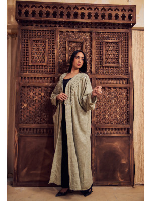 Luxurious Open Linen Cardigan with Elegant Embroidery
