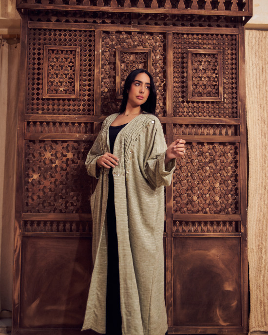 Luxurious Open Linen Cardigan with Elegant Embroidery
