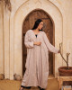 Luxurious Open Linen Cardigan with Elegant Embroidery
