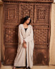 Luxurious Open Linen Cardigan with Elegant Embroidery