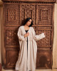 Luxurious Open Linen Cardigan with Elegant Embroidery
