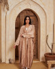 Shiny Beige Long Women's Satin Cardigan Shiny Beige Long Women's Satin Cardigan