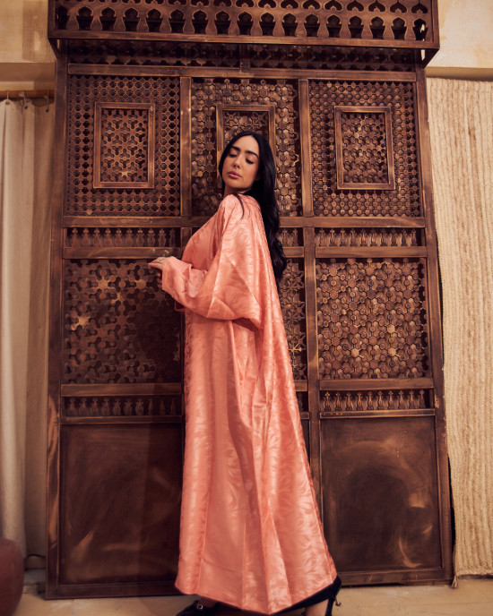 Shiny Beige Long Women's Satin Cardigan Shiny Beige Long Women's Satin Cardigan