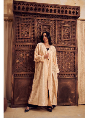 Shiny Beige Long Women's Satin Cardigan