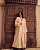 Shiny Beige Long Women's Satin Cardigan Shiny Beige Long Women's Satin Cardigan