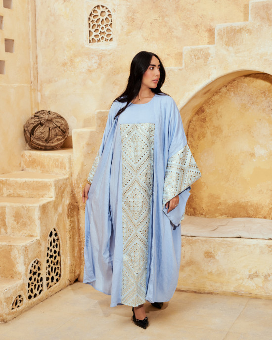 Long Linen kaftan with Wide Sleeves