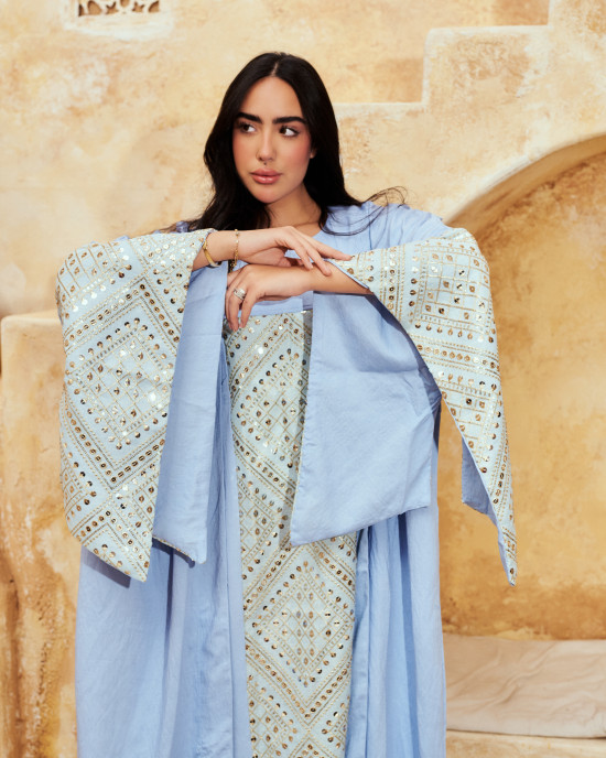 Long Linen kaftan with Wide Sleeves