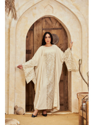 Long Linen kaftan with Wide Sleeves