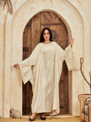 Long Linen kaftan with Wide Sleeves