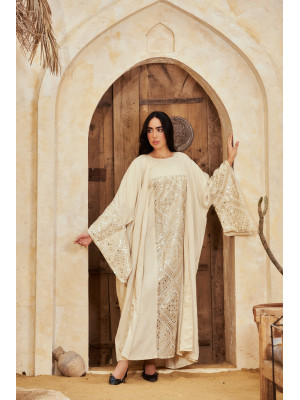 Long Linen kaftan with Wide Sleeves