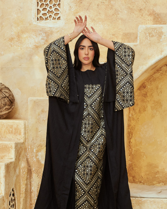 Long Linen kaftan with Wide Sleeves
