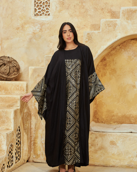 Long Linen kaftan with Wide Sleeves